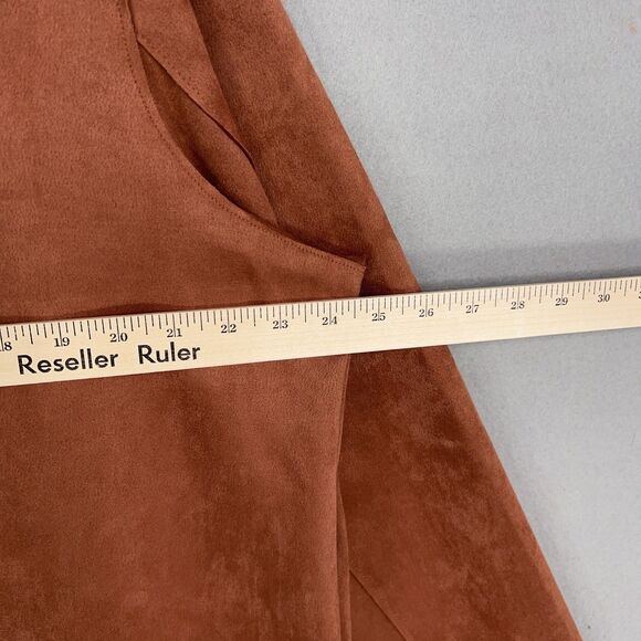 Tahari Jacket Womens 2X Brown Faux Suede Open Soft Minimal Quiet Luxury Autumn - Picture 10 of 14